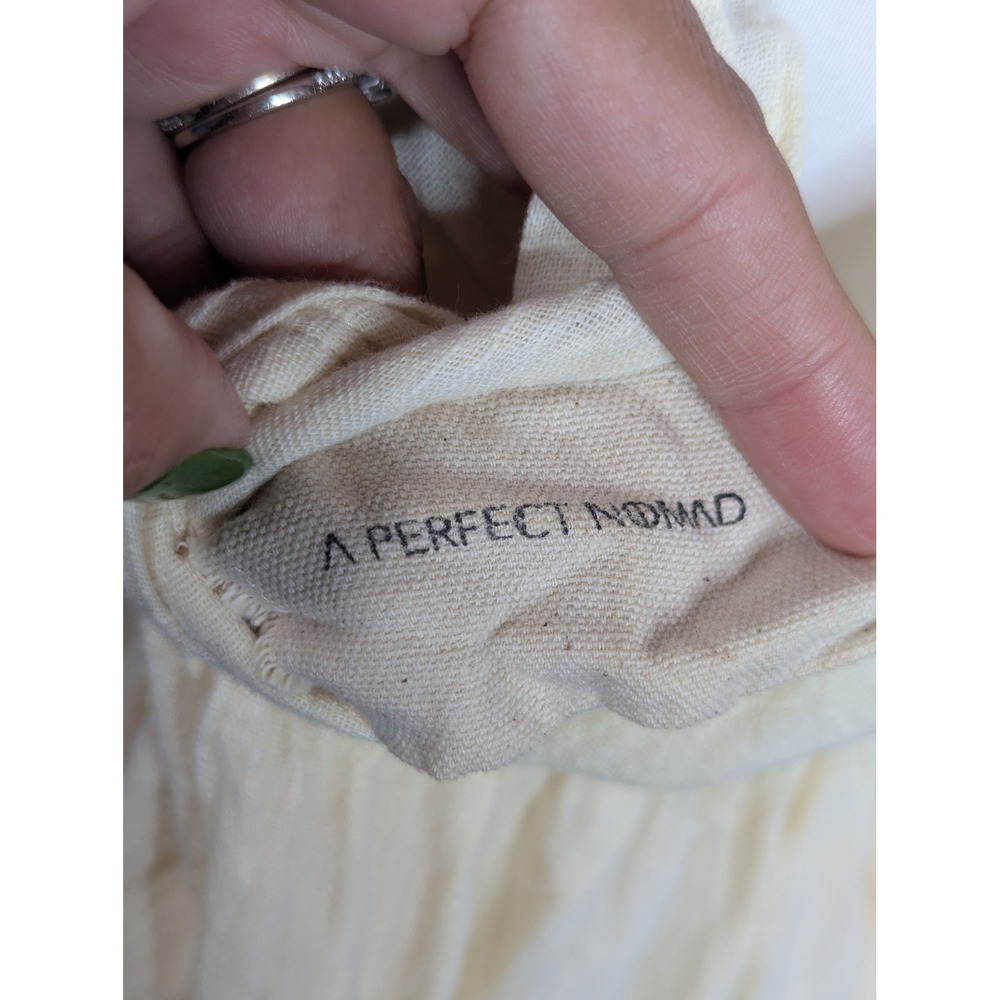 A Perfect Nomad Organic Cotton Wild Heart Long Sleeve Maxi Dress‎ Milk Cream OS - Picture 6 of 9